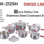 12-Piece Swiss Line Stainless Steel Cookware Set with Glass Lid SW-2125H