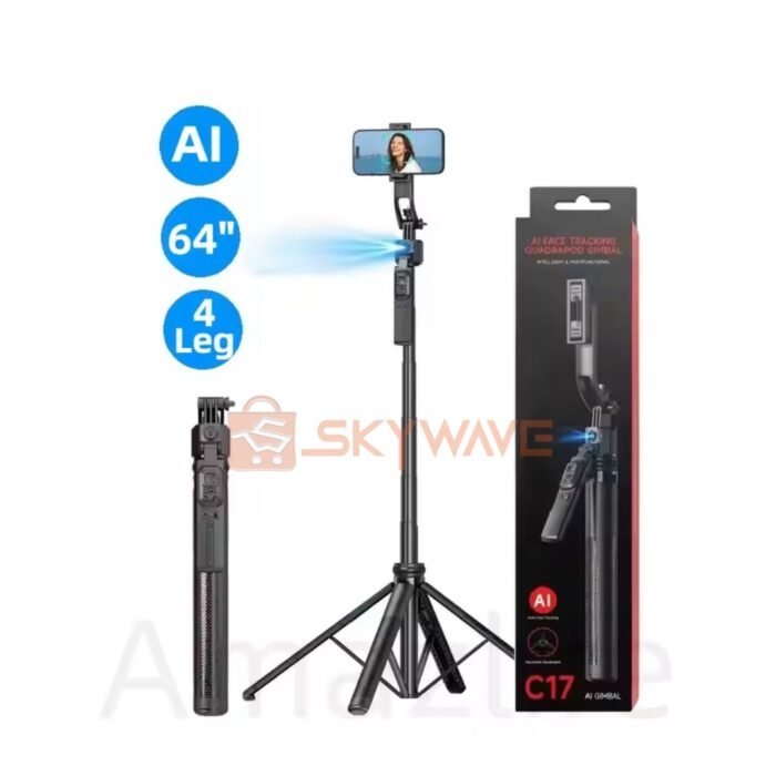 360 degrees rotating selfie stick face auto track