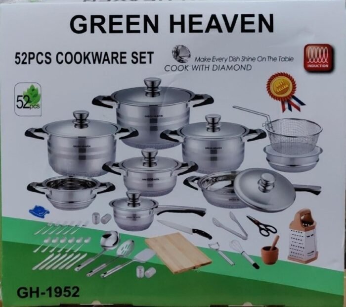 52-Piece Green Heaven Induction Base Stainless Steel Cookware Set GH-1952