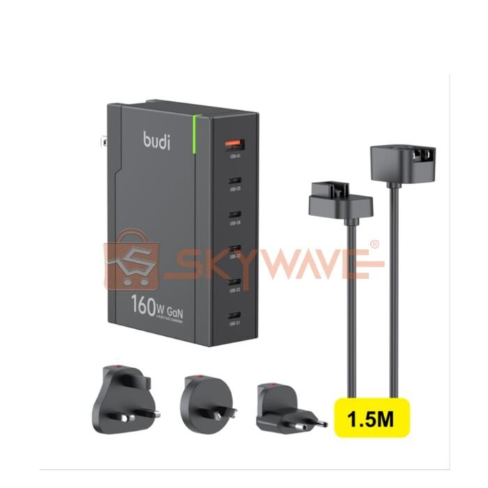 Budi AC350 160W 6-ports Gan Global Travel Super Fast Charger