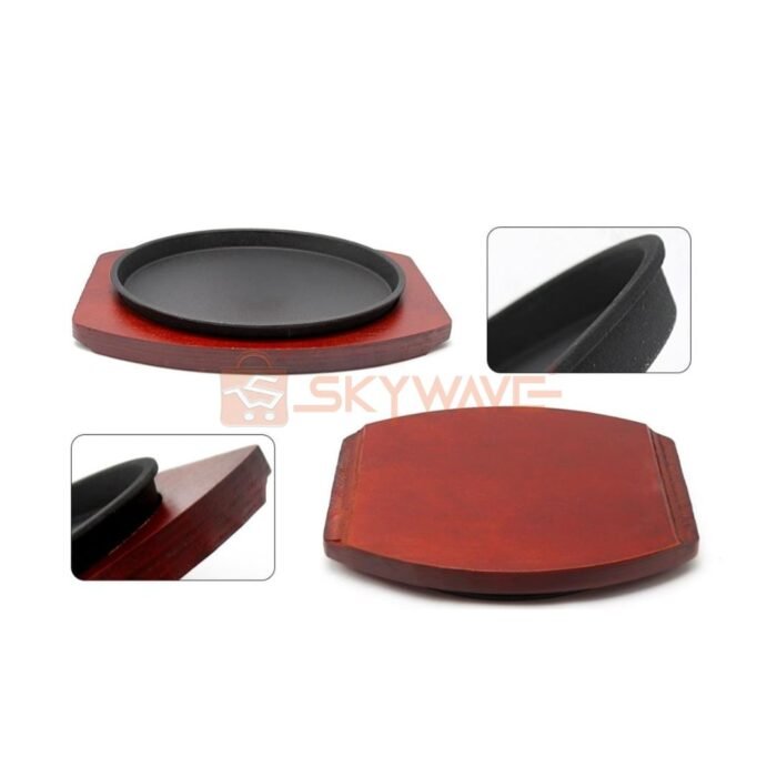 Hot Sizzling Plate with Bamboo Holder