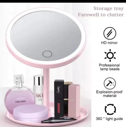 LED Makeup Mirror with Storage Tray
