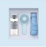 Fan umbrella and glass bottle