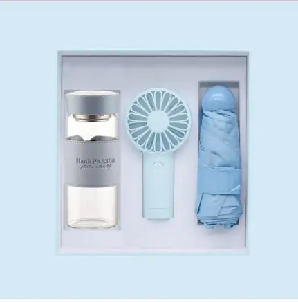 Fan umbrella and glass bottle
