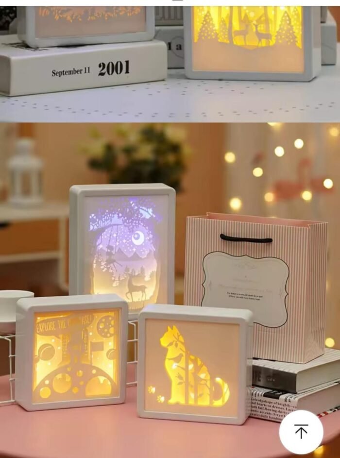 Creative 3D Paper Carving Light Ornament LED Table Lamp