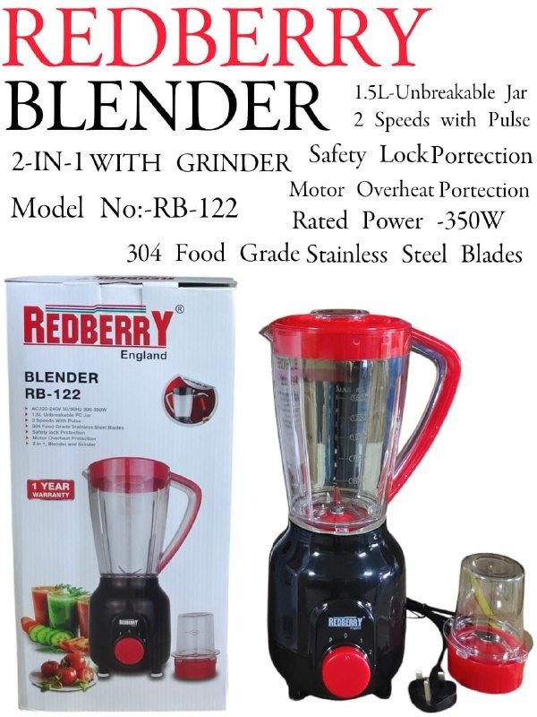 Redberry 2-in-1 blender with grinder RB-122