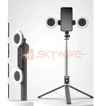Selfie Stick + Tripod Stand with 2 Ring Lights