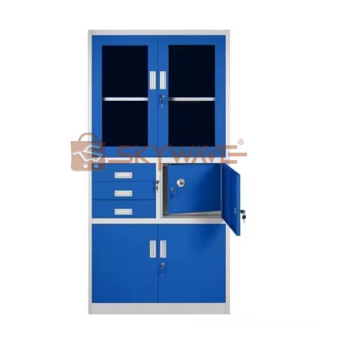 Metallic Storage Filing Cabinet Blue H185W90D40CM