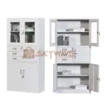 Metallic Storage Filing Cabinet White H185W90D40cm
