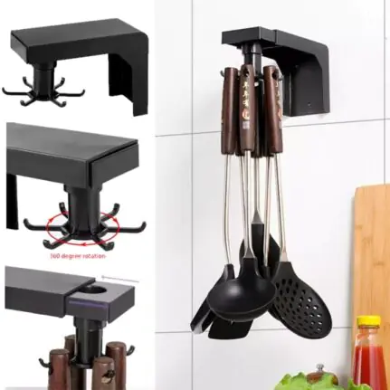 Multifunctional Shelf with 6 Rotating Hooks Organizer