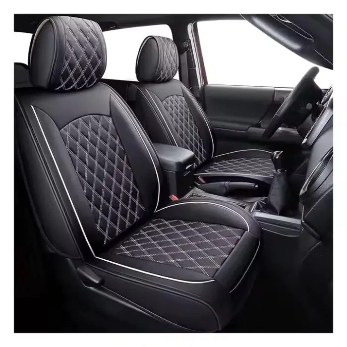 Universal Black PU Leather Car Seat Cover for 5-Seaters