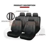 Universal Fit Car Seat Cover with Steering Wheel Cover and Seat Belt Pad Full Set