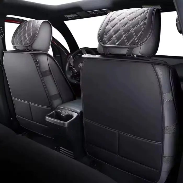 Universal Black PU Leather Car Seat Cover for 5-Seaters