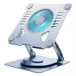 Adjustable metallic laptop stand with fan