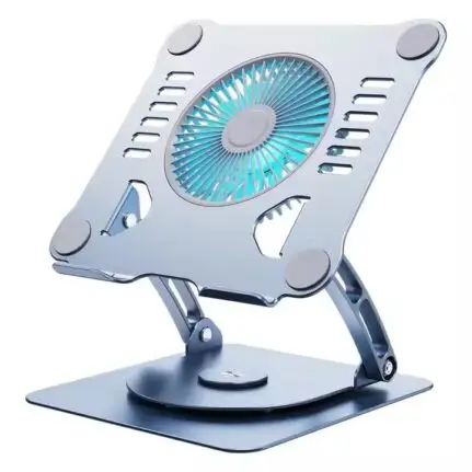 Adjustable metallic laptop stand with fan