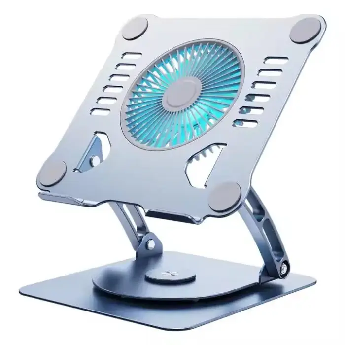 Adjustable metallic laptop stand with fan