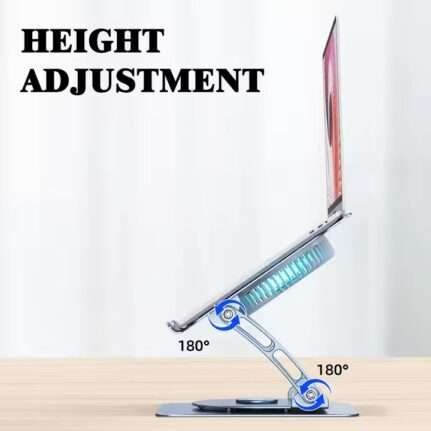Adjustable metallic laptop stand with fan