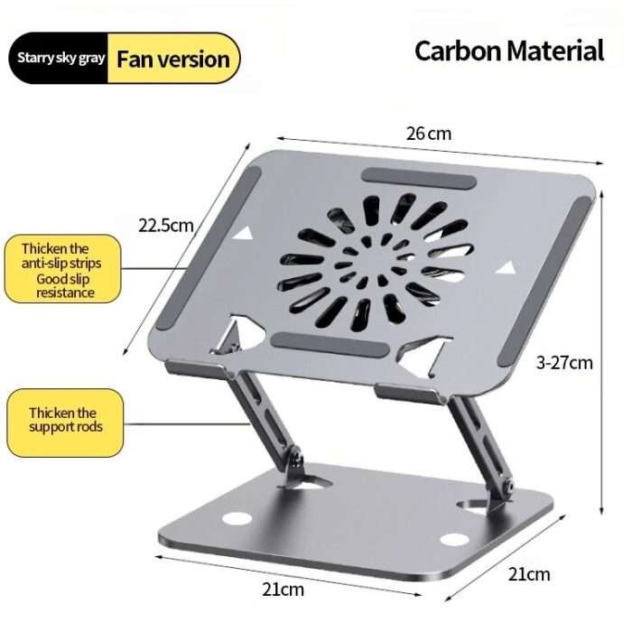 Adjustable laptop stand with cooling fan