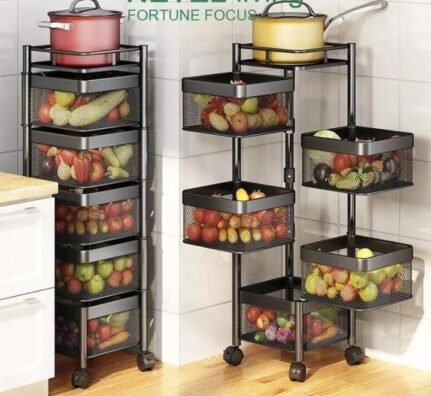 5-Tier Square Fruit Rack with Wheels