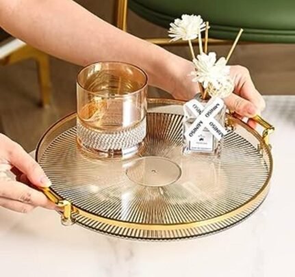 Decorative Tray with Golden Handle