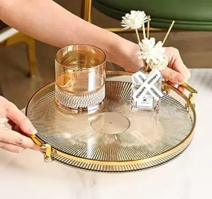 Decorative Tray with Golden Handle