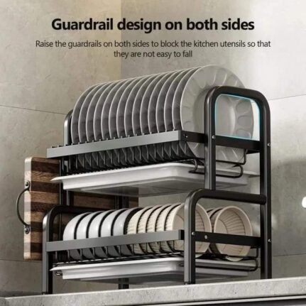 2-Tier Dish Rack with Cutlery Holder & Chop Board Holder