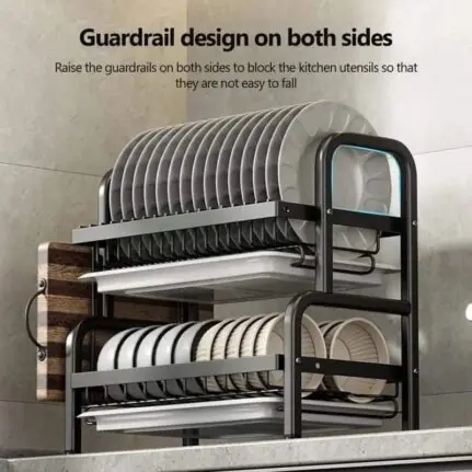 2-Tier Dish Rack with Cutlery Holder & Chop Board Holder