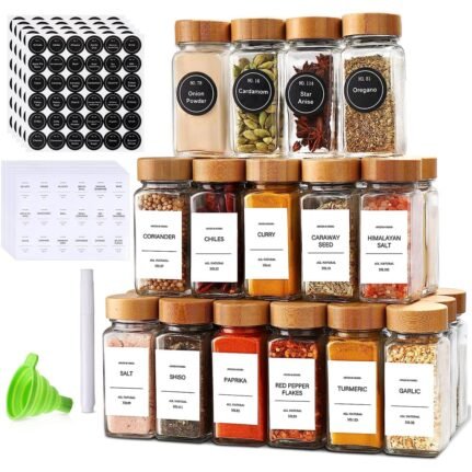 29pcs SET GLASS STORAGE SPICE JARS WITH BAMBOO LID