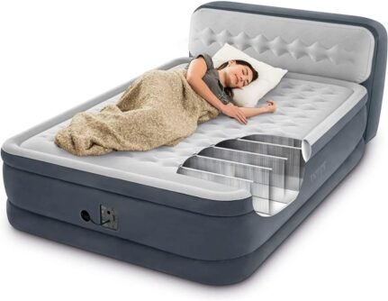 INTEX DURA BEAM AIRBED WITH INBUILT ELECTRIC PUMP AND PLUSH HEADBOARD