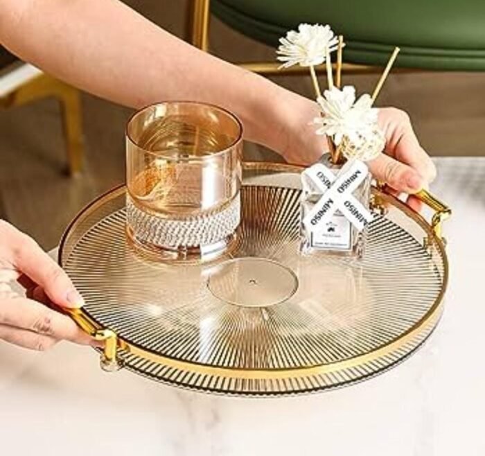 Decorative Tray with Golden Handle