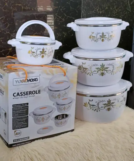 4pc White Casserole Set