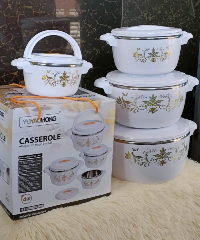 4pc White Casserole Set