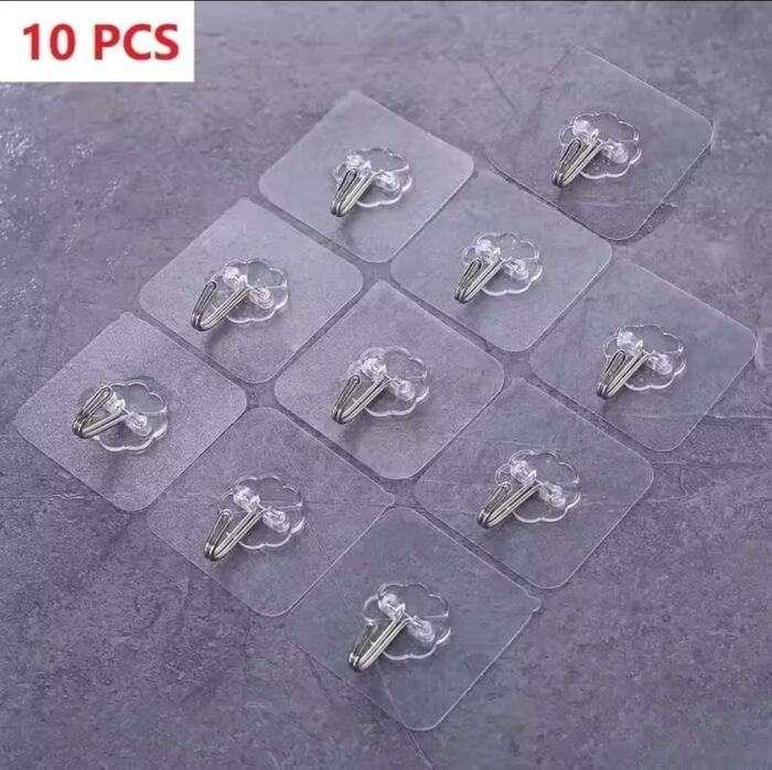 10PCS Transparent Stainless Steel Strong Self-Adhesive Hooks