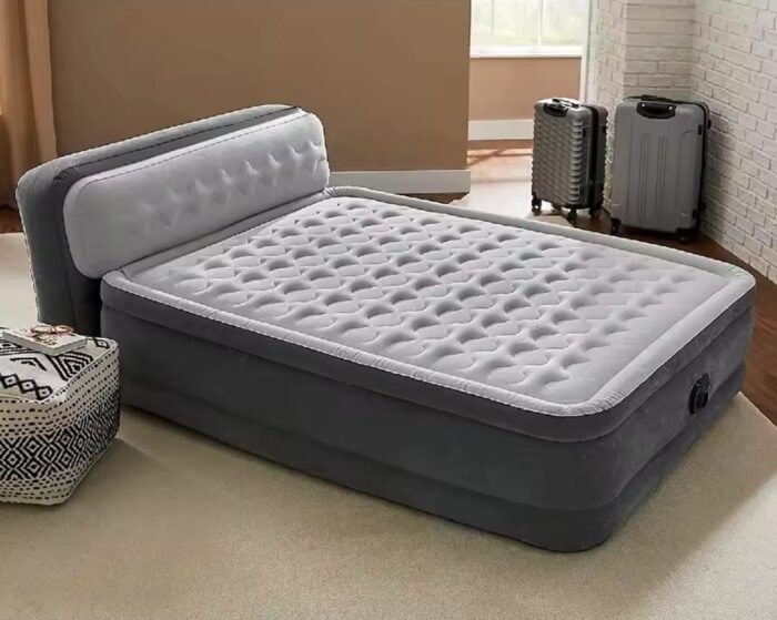 INTEX DURA BEAM AIRBED WITH INBUILT ELECTRIC PUMP AND PLUSH HEADBOARD