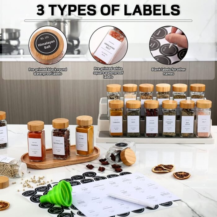 29pcs SET GLASS STORAGE SPICE JARS WITH BAMBOO LID