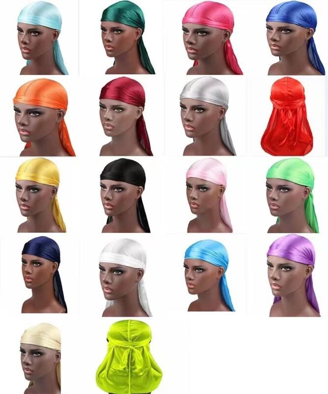 4PCS Soft Silky Durag Wave Scarf Turban Headwear