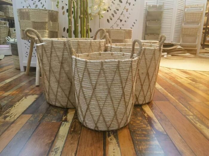Medium Size High Quality Stackable handmade basket - Image 2