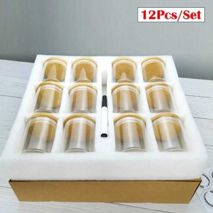 12pcs Round Glass spice jar set - Image 3