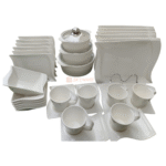 White Plain Wave Dinner Set 30 Pcs