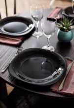 6 Pcs Luminarc Black Square Plates