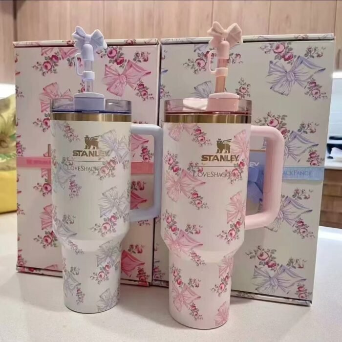 Original  Floral Love Shark Stanley Tumbler - Image 3