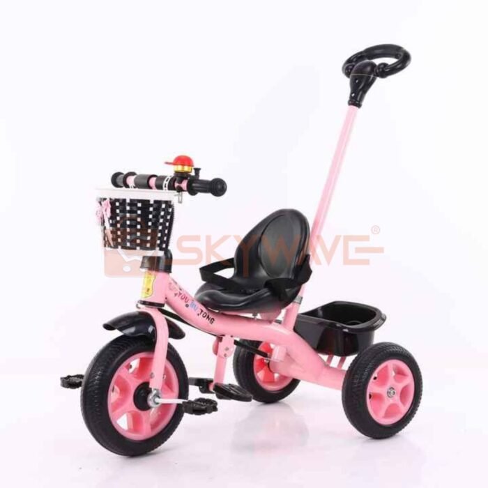 Kids Tricycle with Push Handle and Storage Basket