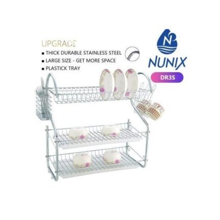 Nunix Dish Rack 3 Tier with Drain Board DR3S