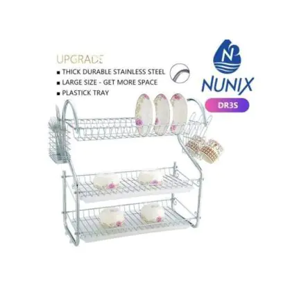 Nunix Dish Rack 3 Tier with Drain Board DR3S