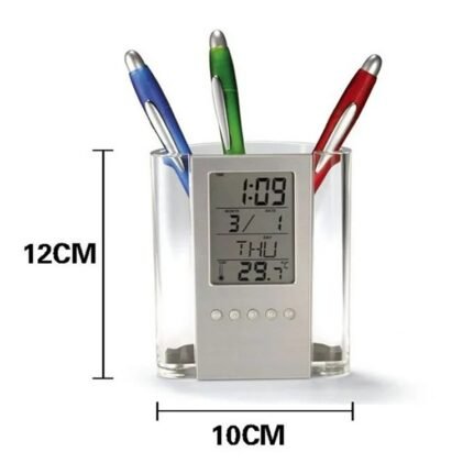 Digital LCD Desk Pen Holder and Organizer
