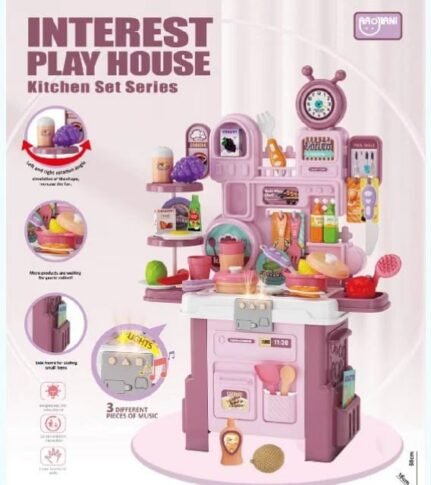 56PCS PLAYHOUSE KITCHEN WITH MELODY AND LIGHTS
