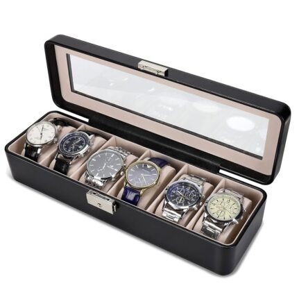 Soft Leather 6 Watch Box Organizer