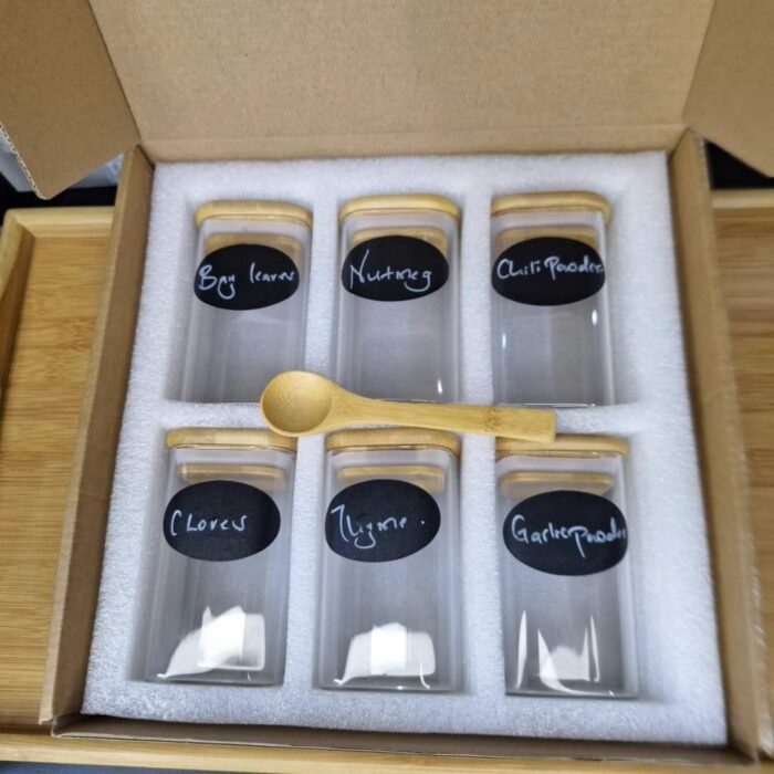 6-Pack Glass Jars with Bamboo Lid and Spoon