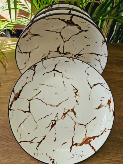 6pcs Brown Patches Dinner Set