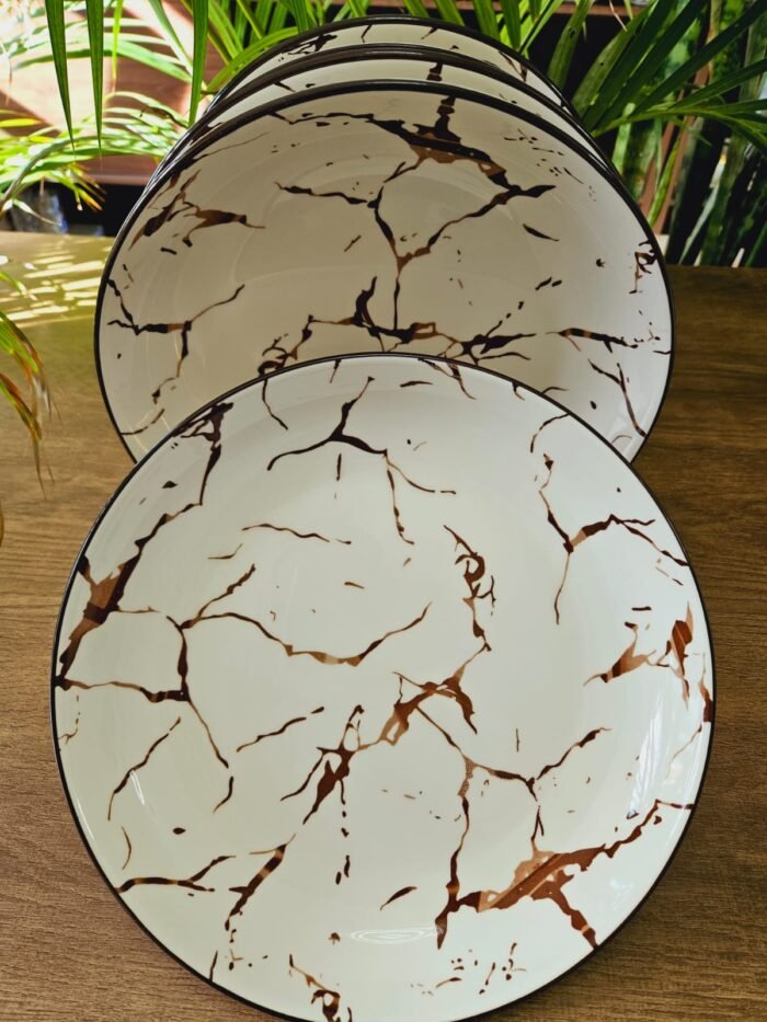 6pcs Brown Patches Dinner Set